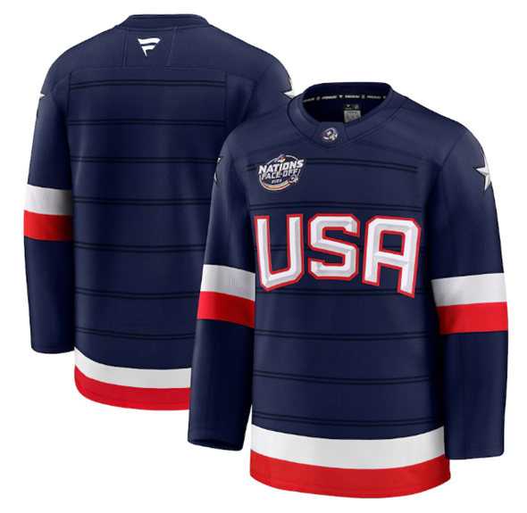 Mens USA Blank Navy 2025 4 Nations Face-Off Stitched Jersey Dzhi